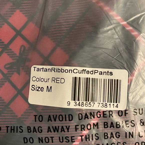 Blackmilk “TARTAN RIBBON CUFFED PANTS - LIMITED” Size Medium M NWT Holiday - Picture 12 of 16